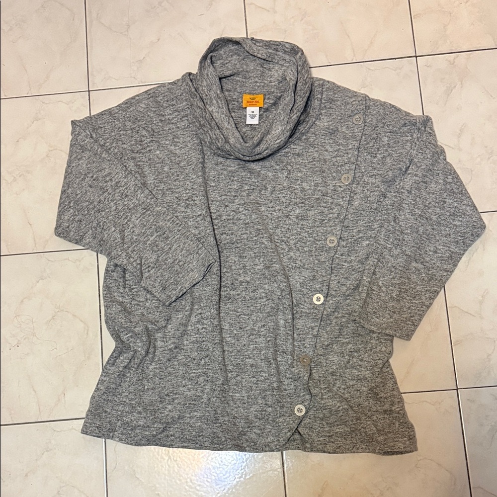 Ruby Rd. Heather Gray Cowl Neck Sweater